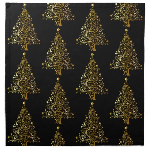Luxury Gold Christmas Tree Festive Winter Holidays Cloth Napkin