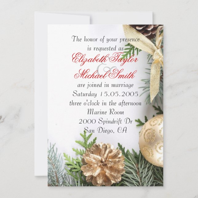 Luxury Gold Christmas Winter Wedding Invite (Front)