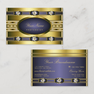 Luxury Gold Colors with Blue and Faux Rhinestones Business Card