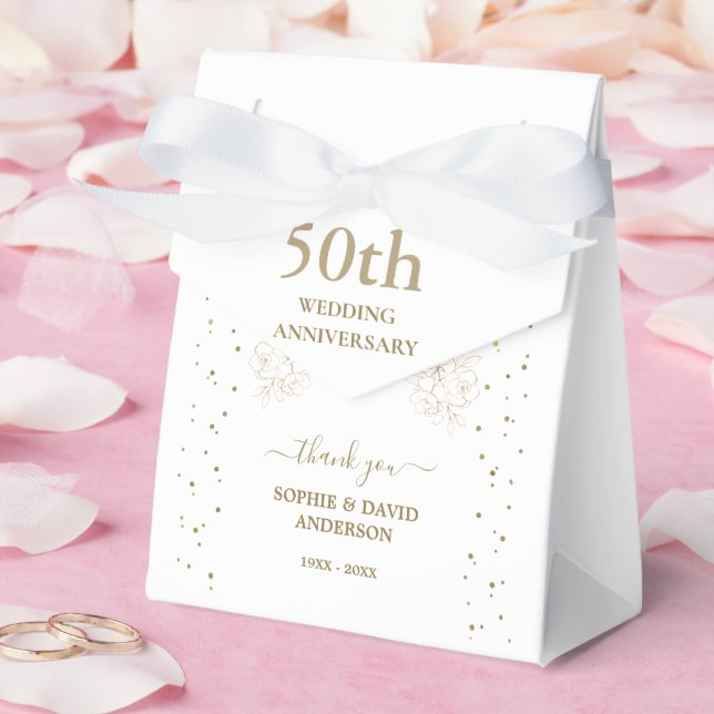 Luxury Gold Confetti 50th Wedding Anniversary  Favor Boxes (Wedding)