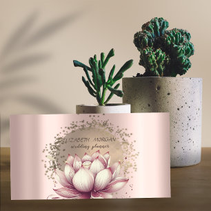 Luxury Gold Confetti Glitter Lotus Metallic  Business Card