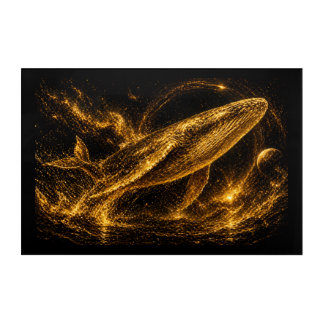 Luxury Gold Cosmic Whale Nebula Starry Sky Acrylic Print