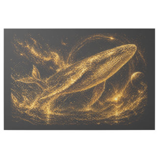 Luxury Gold Cosmic Whale Nebula Starry Sky Gallery Wrap