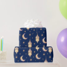 Luxury Gold Crescent Ramadan Lantern Pattern