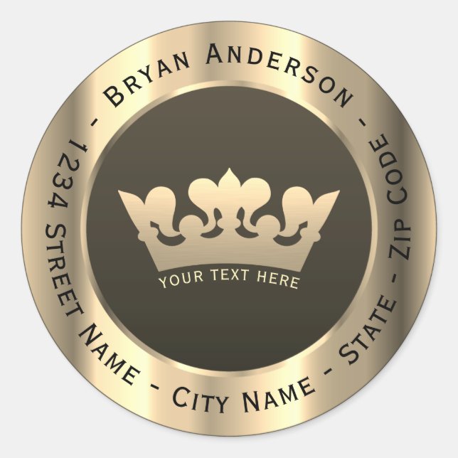 Luxury Gold Crown Return Address Label (Front)