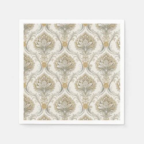 Luxury Gold Damask Seamless Floral Design Pattern Napkins