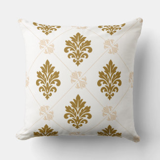 Luxury Gold Damask Seamless Pattern Graphic Throw Pillow
