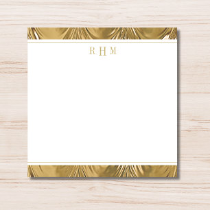Luxury Gold Decorative Lined Trendy Three Monogram Note Card