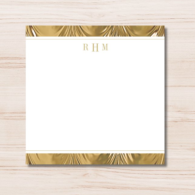 Luxury Gold Decorative Lined Trendy Three Monogram Note Card (Creator Uploaded)