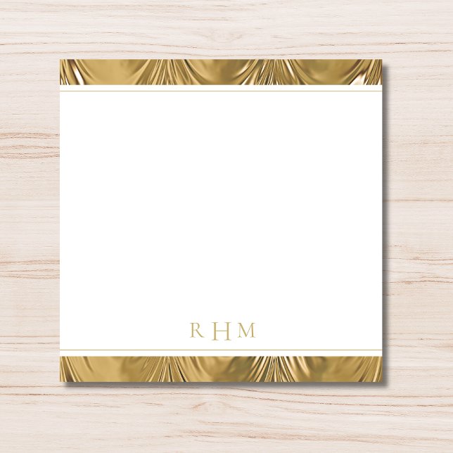 Luxury Gold Decorative Lined Trendy Three Monogram Note Card (Creator Uploaded)