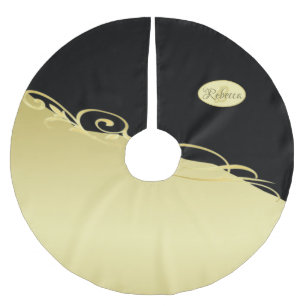 Luxury gold decorative on gold & black, Monogram Brushed Polyester Tree Skirt