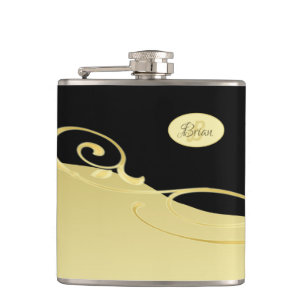 Luxury gold decorative on gold & black, Monogram Flask