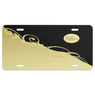 Luxury gold decorative on gold & black, Monogram License Plate