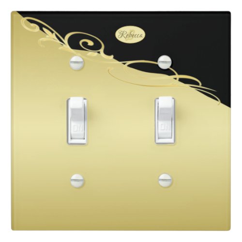 Luxury gold decorative on gold  black Monogram  Light Switch Cover