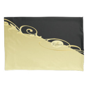 Luxury gold decorative on gold & black, Monogram Pillow Case