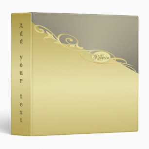 Luxury gold decorative on gold & silver, Monogram 3 Ring Binder