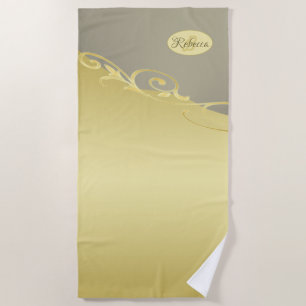 Luxury gold decorative on gold & silver, Monogram  Beach Towel