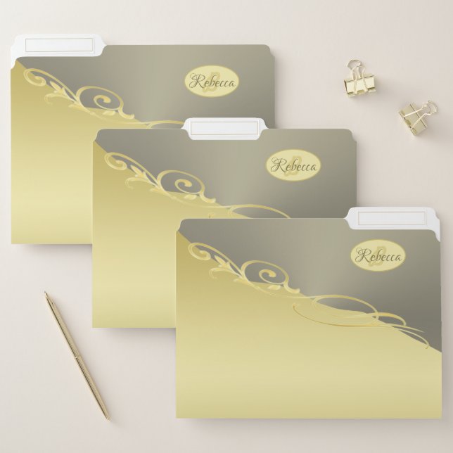 Luxury gold decorative on gold & silver, Monogram File Folder (Set)