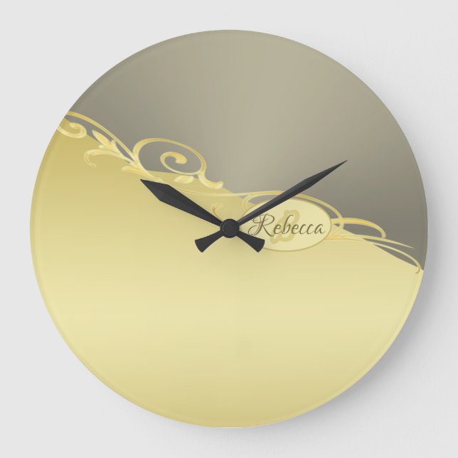 Luxury gold decorative on gold & silver, Monogram Large Clock (Front)