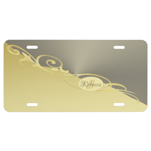 Luxury gold decorative on gold & silver, Monogram License Plate (Front)