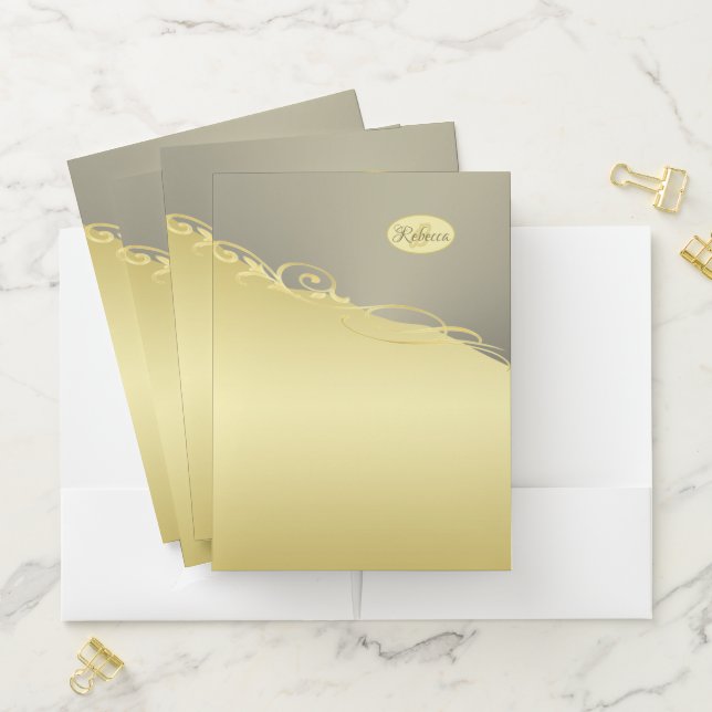 Luxury gold decorative on gold & silver, Monogram  Pocket Folder (In Situ)