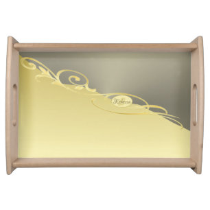 Luxury gold decorative on gold & silver, Monogram Serving Tray