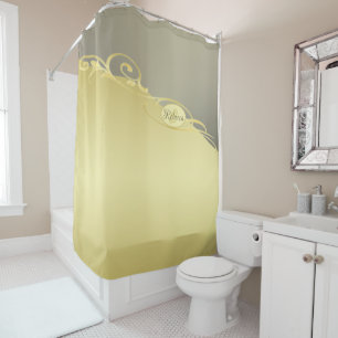 Luxury gold decorative on gold & silver, Monogram Shower Curtain