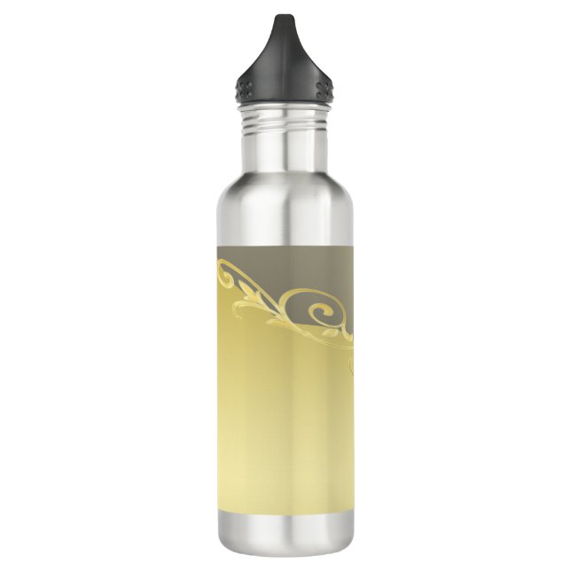 Luxury gold decorative on gold & silver, Monogram  Stainless Steel Water Bottle (Left)