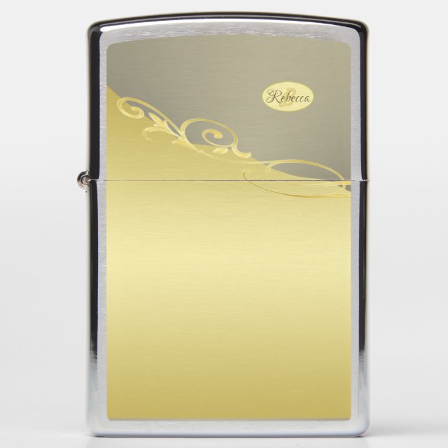 Luxury gold decorative on gold & silver, Monogram  Zippo Lighter (Front)