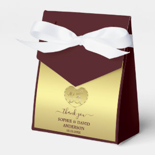 Luxury Gold Deep Burgundy Wedding Anniversary  Favor Boxes