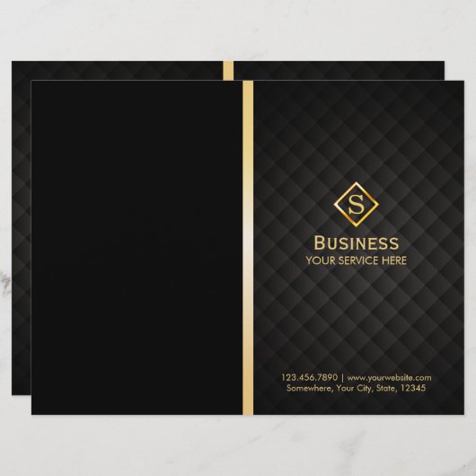 Luxury Gold Diamond Monogram Elegant Bi-Fold (Front/Back)