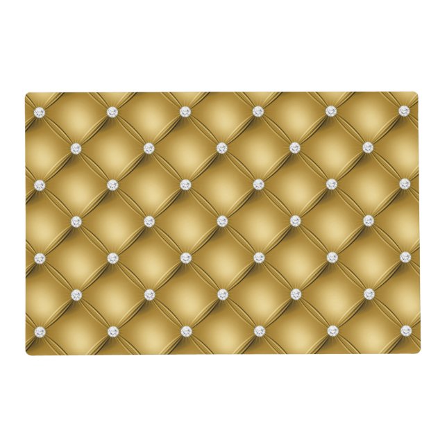 Luxury Gold Diamond Tufted Pattern Placemat (Front)