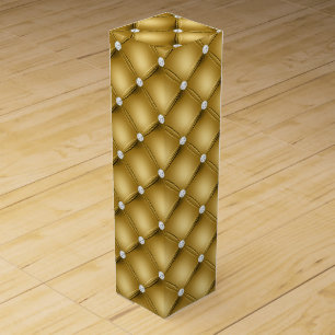 Luxury Gold Diamond Tufted Pattern Wine Box