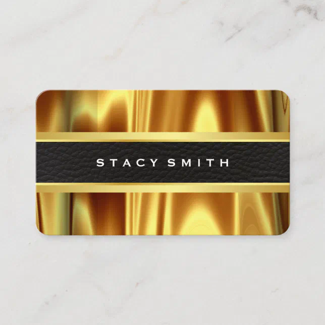 Luxury Gold Drapery Leather Trim Business Card Zazzle