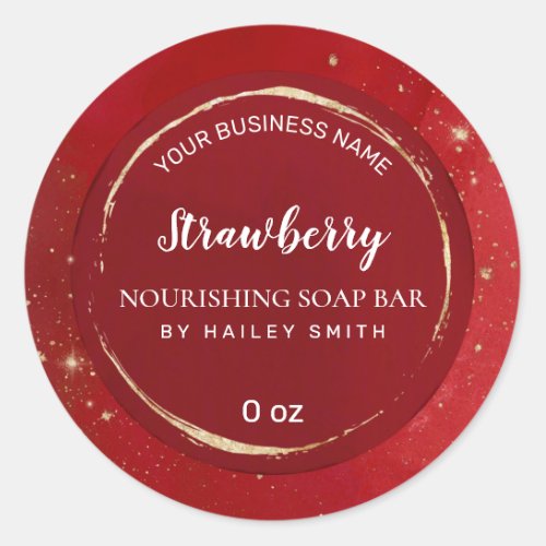 Luxury Gold Dust Red Soap Bar Classic Round Sticker