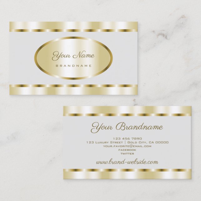 Luxury Gold Effect and Light Gray Professional Business Card (Front/Back)