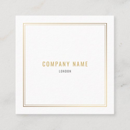 Luxury gold effect border white square business card