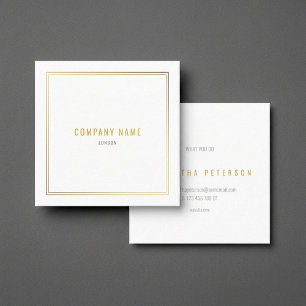 Luxury gold effect border white square business card