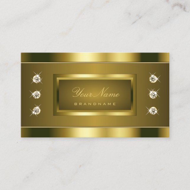 Luxury Gold Effect with Bright Faux Rhinestones Business Card (Front)