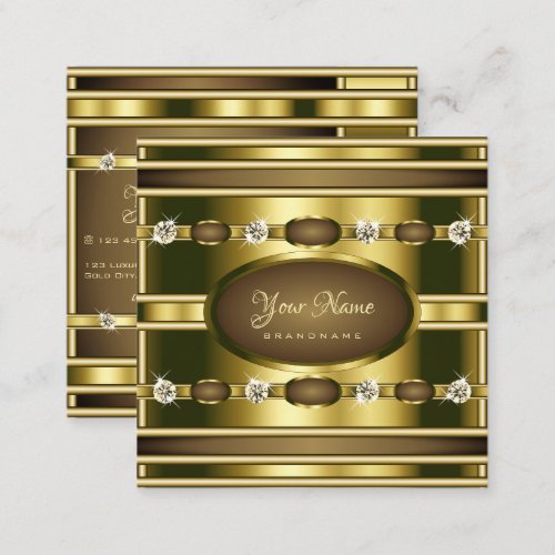 Luxury Gold Effect with Shimmery Faux Rhinestones Square Business Card
