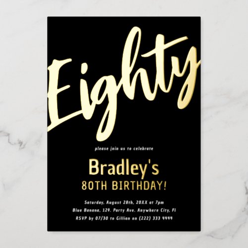 Luxury Gold Eighty Adult Milestone 80th Birthday Foil Invitation