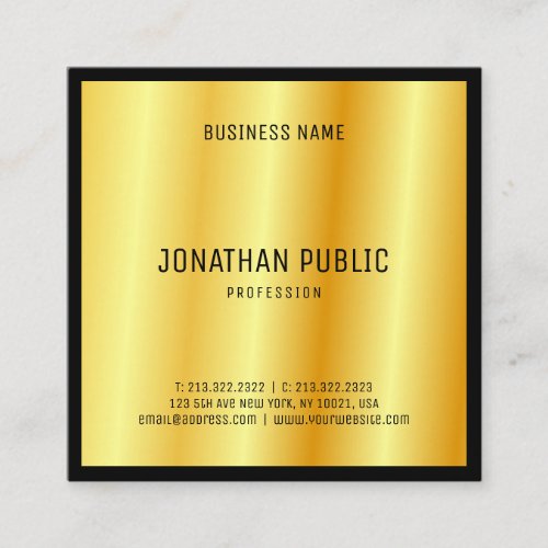 Luxury Gold Elegant Custom Modern Template Square Business Card