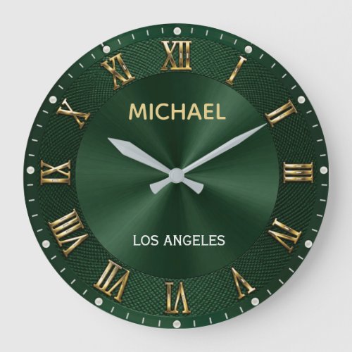 Luxury Gold Elegant  Emerald Green Large Clock