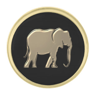 Luxury Gold Elephant Black Simple Finish Lapel Pin