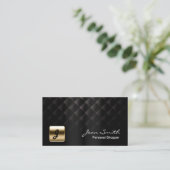 Luxury Gold Emblem Dark Personal Shopper Business Card (Standing Front)