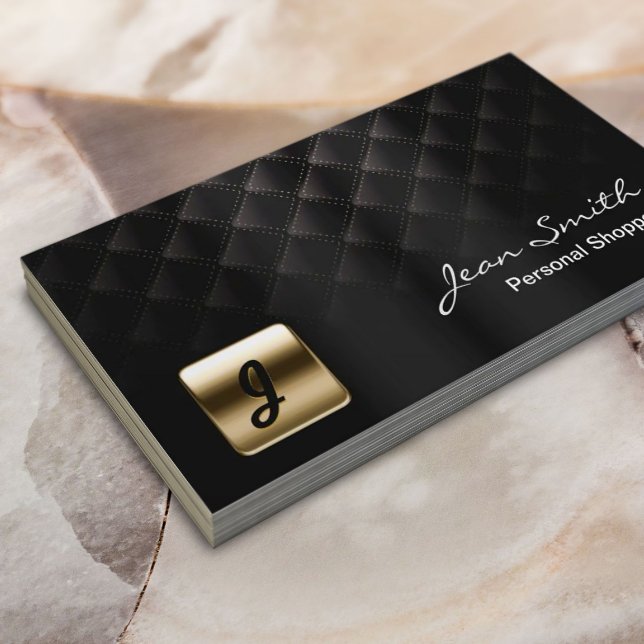 Luxury Gold Emblem Dark Personal Shopper Business Card