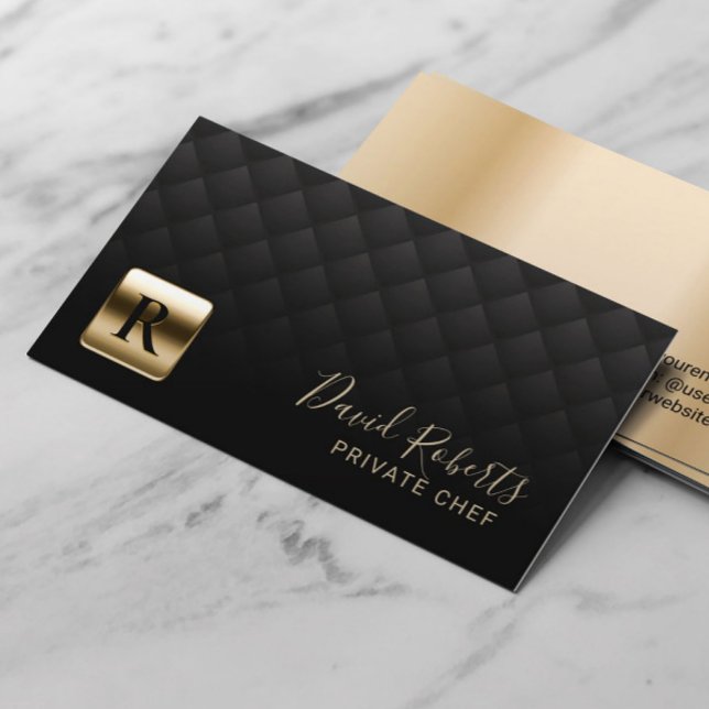 Luxury Gold Emblem Professional Party Private Chef Business Card (Creator Uploaded)