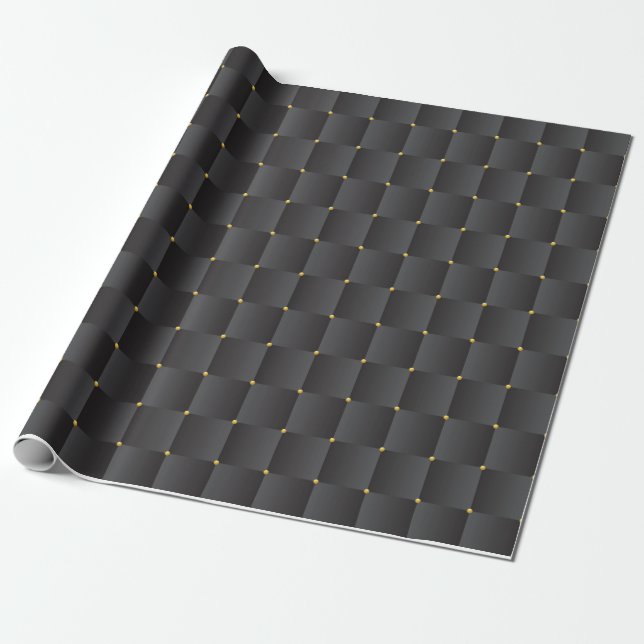 Luxury Gold-Embossed Black Wrapping Paper (Unrolled)
