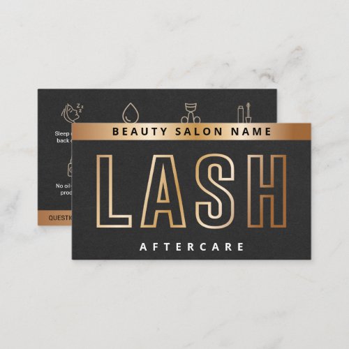 Luxury Gold Eyelash Extensions Lash Aftercare Card