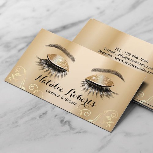 Luxury Gold Eyelash Extensions Salon Makeup Artist Business Card
